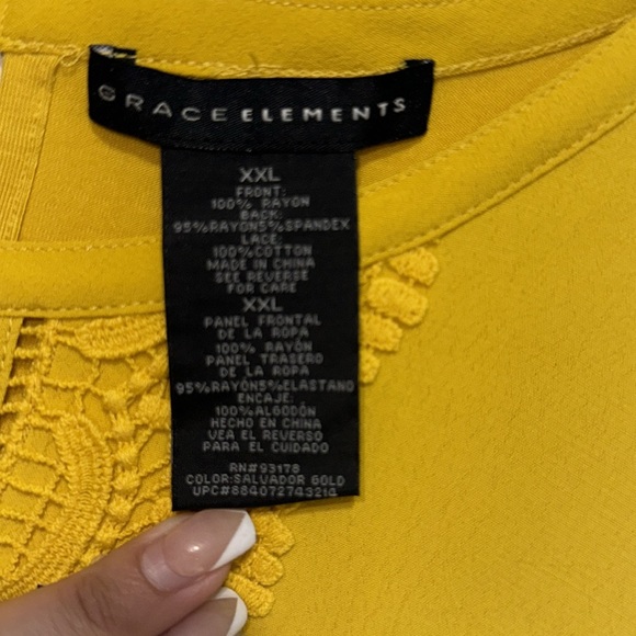 Grace Elements- Womens Sleeveless Blouse w/Crochet Neckline- Gold color size 2xl - Picture 11 of 11